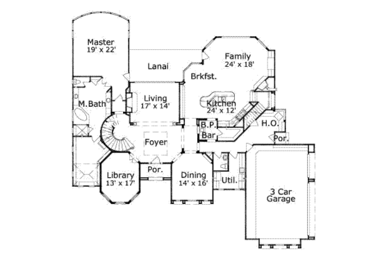 Floor Plan - Main Floor for Mediterranean House Plan #411-120 - 4 bed, 3.5 bath
