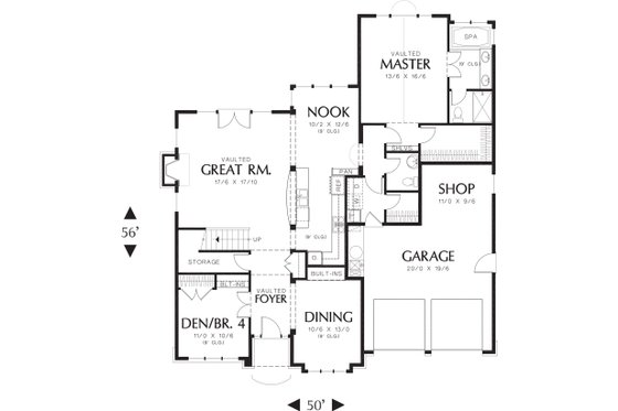 Floor Plan - Main Floor for European House Plan #48-459 - 4 bed, 2.5 bath