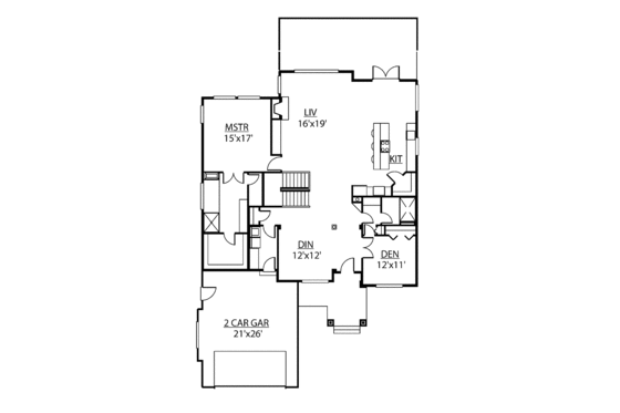 Floor Plan - Main Floor for Craftsman House Plan #951-19 - 4 bed, 3 bath