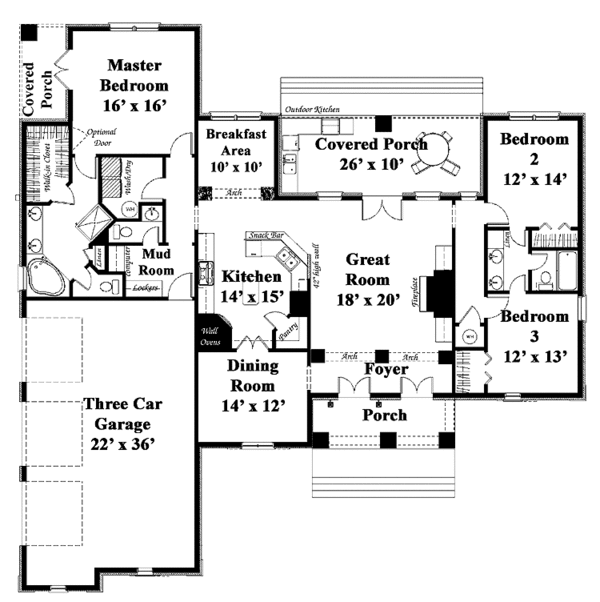 Architectural House Design - Traditional Floor Plan - Main Floor Plan #44-207