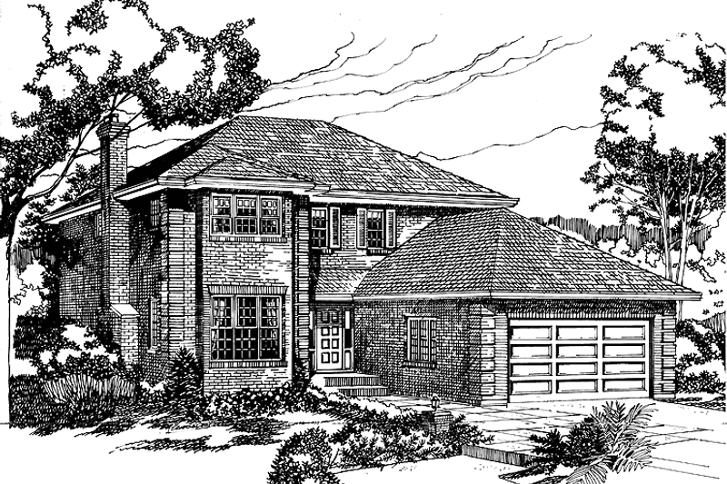 House Blueprint - Colonial Exterior - Front Elevation Plan #47-972