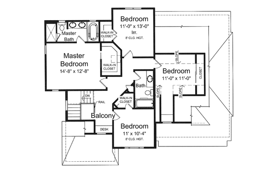 Floor Plan - Upper Floor for Country House Plan #46-801 - 4 bed, 2.5 bath