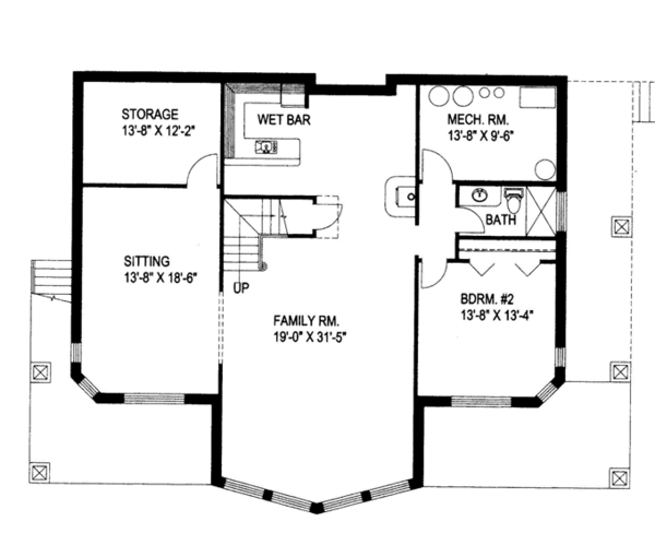 Architectural House Design - Ranch Floor Plan - Lower Floor Plan #117-838