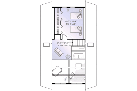 Floor Plan - Upper Floor for Cabin House Plan #23-501 - 2 bed, 1 bath