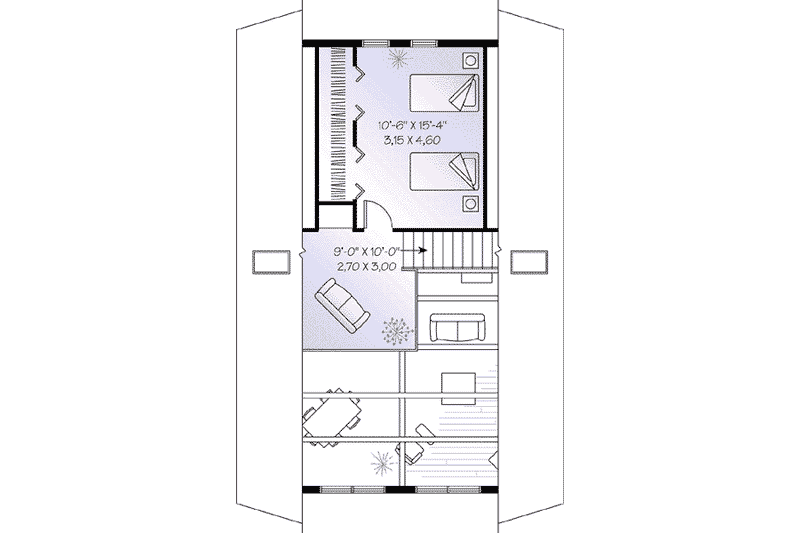 Home Plan - Floor Plan - Upper Floor for Cabin House Plan #23-501 - 2 bed, 1 bath
