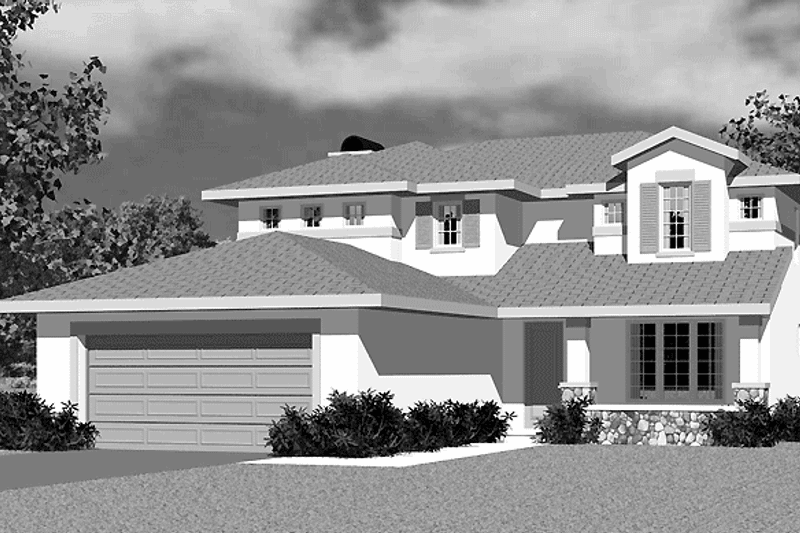 Home Plan - Exterior - Front Elevation for Prairie House Plan #72-1134 - 3 bed, 2.5 bath
