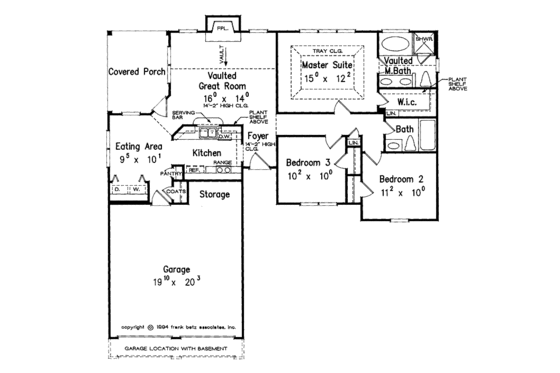 Floor Plan - Main Floor for Ranch House Plan #927-450 - 3 bed, 2 bath