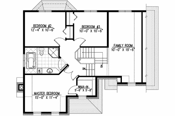 Floor Plan - Upper Floor for European House Plan #138-143 - 3 bed, 1.5 bath