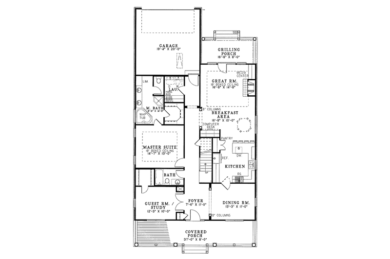 Home Plan - Floor Plan - Main Floor for Country House Plan #17-2663 - 3 bed, 3 bath