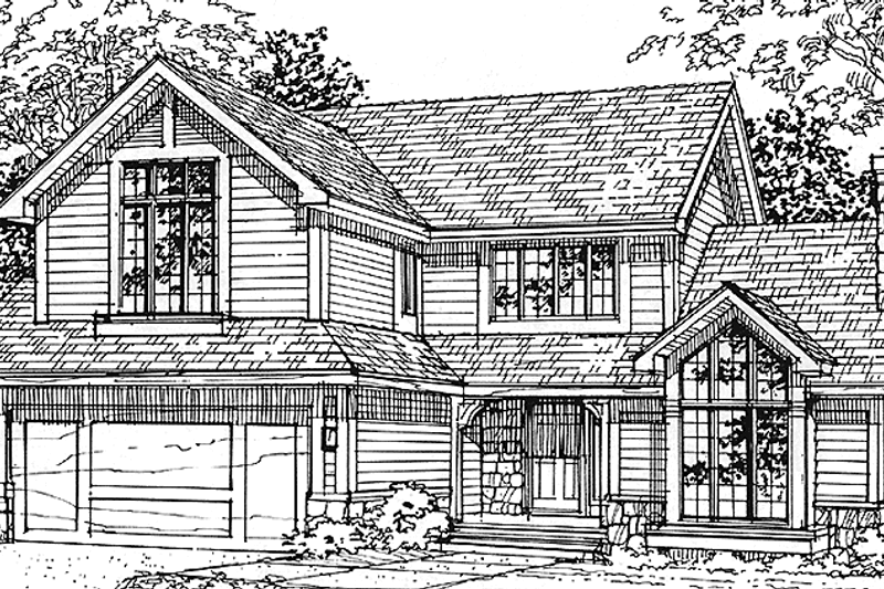 Architectural House Design - Prairie Exterior - Front Elevation Plan #320-1123