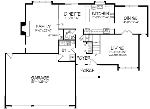 Architectural House Design - Contemporary Floor Plan - Main Floor Plan #51-887