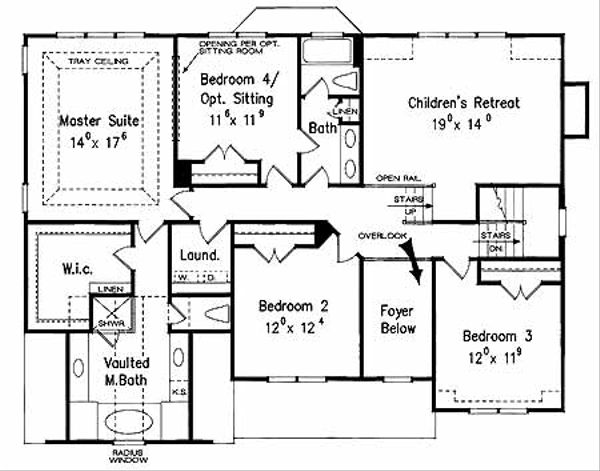 House Design - Colonial Floor Plan - Upper Floor Plan #927-953