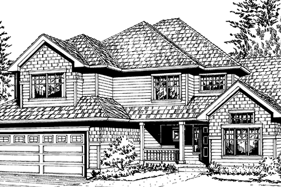 Exterior - Front Elevation 3 for Craftsman House Plan #132-265 - 3 bed, 2.5 bath