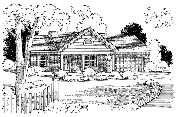 Exterior - Front Elevation 3 for Country House Plan #46-570 - 3 bed, 2 bath