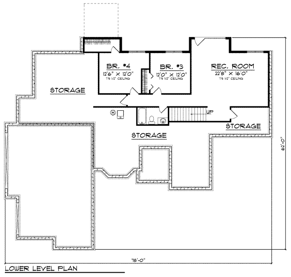 Traditional Floor Plan - Lower Floor Plan #70-656