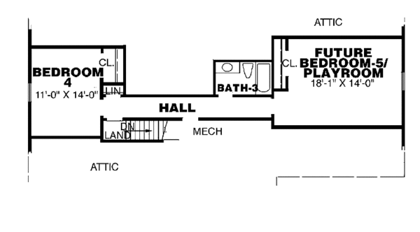 House Design - Traditional Floor Plan - Upper Floor Plan #34-249