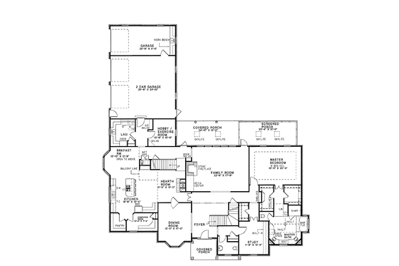 Floor Plan - Main Floor for Traditional House Plan #17-2629 - 5 bed, 4.5 bath
