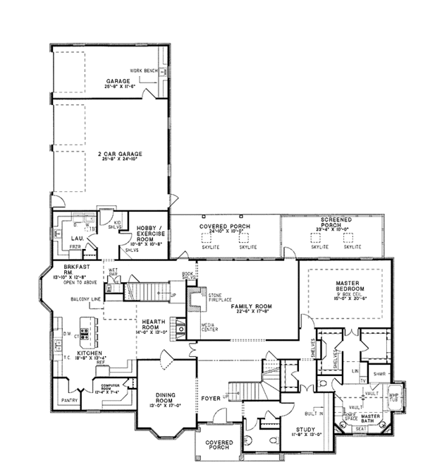 Dream House Plan - Traditional Floor Plan - Main Floor Plan #17-2629