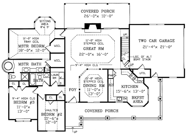 Architectural House Design - Ranch Floor Plan - Main Floor Plan #314-200