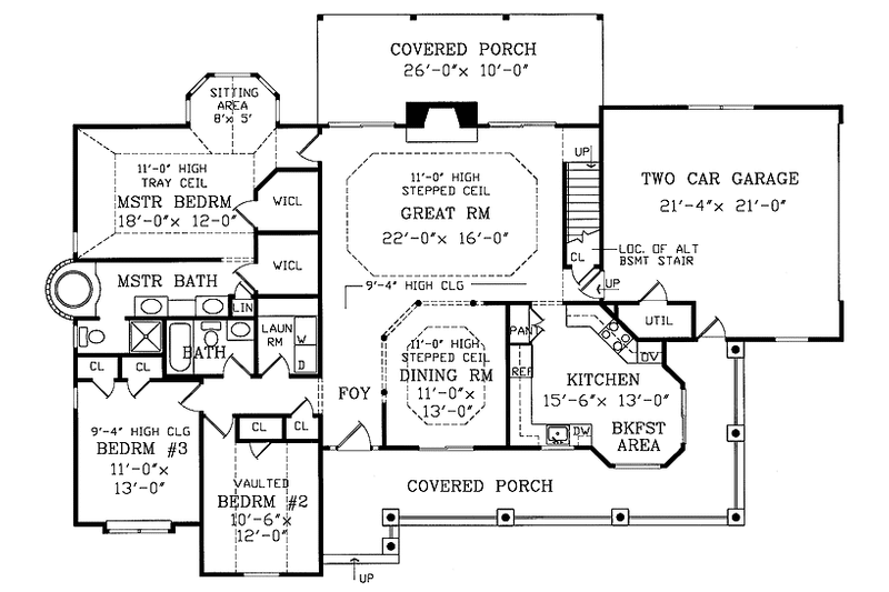 Home Plan - Floor Plan - Main Floor for Ranch House Plan #314-200 - 3 bed, 2 bath