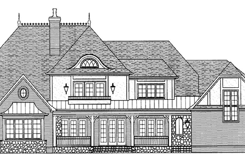 Architectural House Design - Exterior - Rear Elevation for Tudor House Plan #413-904 - 4 bed, 4.5 bath
