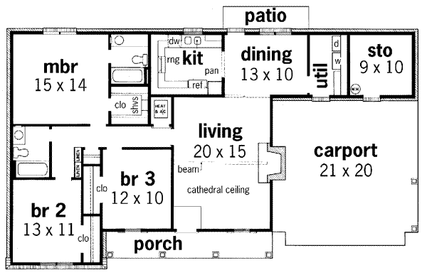 House Plan Design - Ranch Floor Plan - Main Floor Plan #45-107