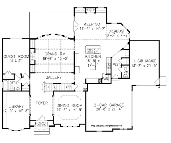 Architectural House Design - Traditional Floor Plan - Main Floor Plan #54-329