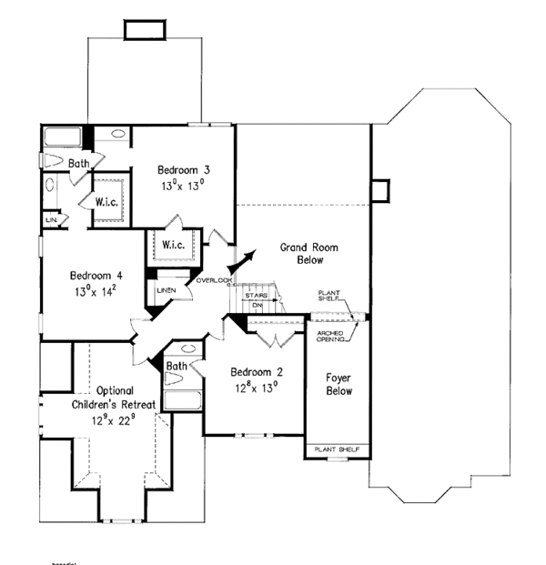 Architectural House Design - Colonial Floor Plan - Upper Floor Plan #927-857