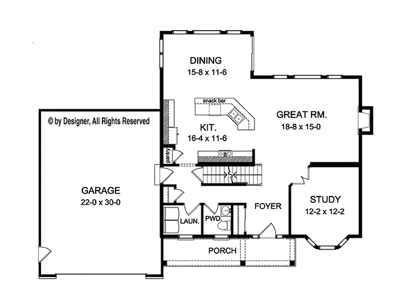 Architectural House Design - Traditional Floor Plan - Main Floor Plan #1010-125