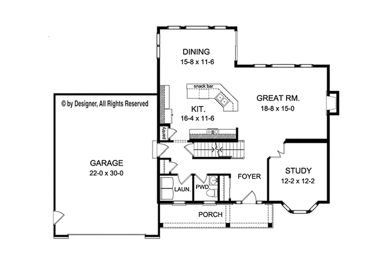 Dream House Plan - Floor Plan - Main Floor for Traditional House Plan #1010-125 - 4 bed, 2.5 bath