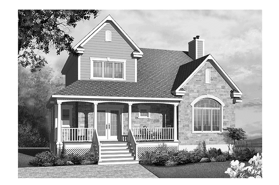 Exterior - Front Elevation 3 for Country House Plan #23-2406 - 3 bed, 1 bath