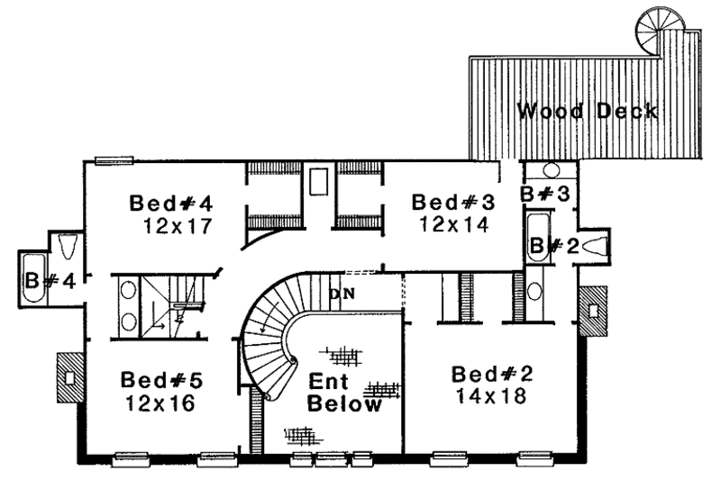 Home Plan - Floor Plan - Upper Floor for Classical House Plan #310-1077 - 5 bed, 3.5 bath