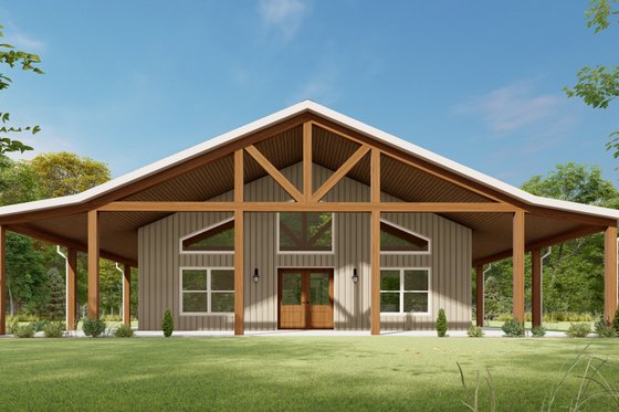 Metal-Framed Barndominium Plan 1092-47 - Front Exterior