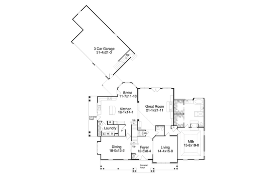Floor Plan - Main Floor for Country House Plan #57-628 - 4 bed, 3.5 bath