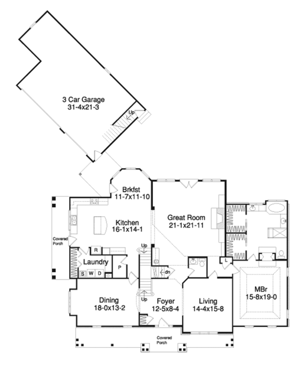House Design - Country Floor Plan - Main Floor Plan #57-628
