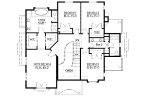 Floor Plan - Upper Floor for Craftsman House Plan #132-410 - 4 bed, 4 bath