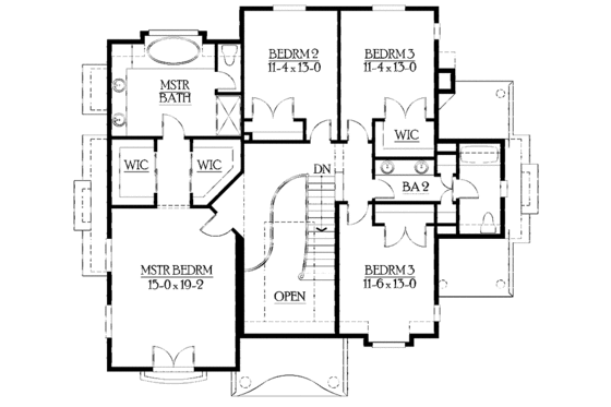 Floor Plan - Upper Floor for Craftsman House Plan #132-410 - 4 bed, 4 bath