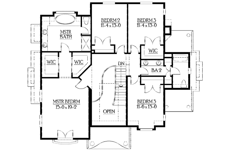 Dream House Plan - Floor Plan - Upper Floor for Craftsman House Plan #132-410 - 4 bed, 4 bath