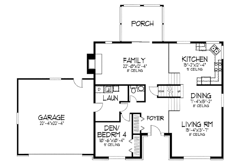 House Blueprint - Floor Plan - Main Floor for Tudor House Plan #51-692 - 3 bed, 2.5 bath