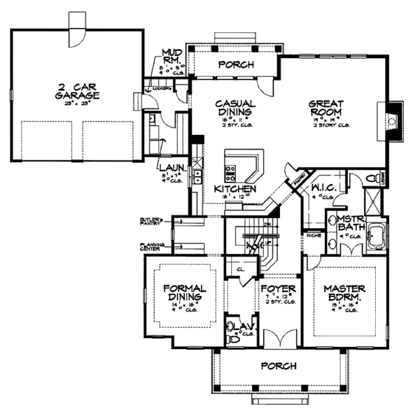 House Design - Classical Floor Plan - Main Floor Plan #1032-1
