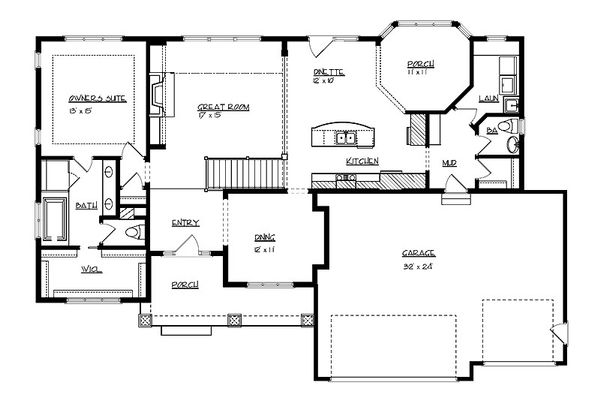Craftsman Floor Plan - Main Floor Plan #320-496