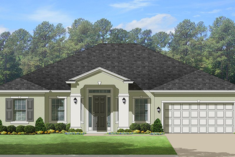 House Design - Exterior - Front Elevation 3 for Adobe / Southwestern House Plan #1058-134 - 3 bed, 3 bath