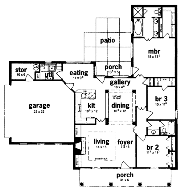House Design - Country Floor Plan - Main Floor Plan #36-603