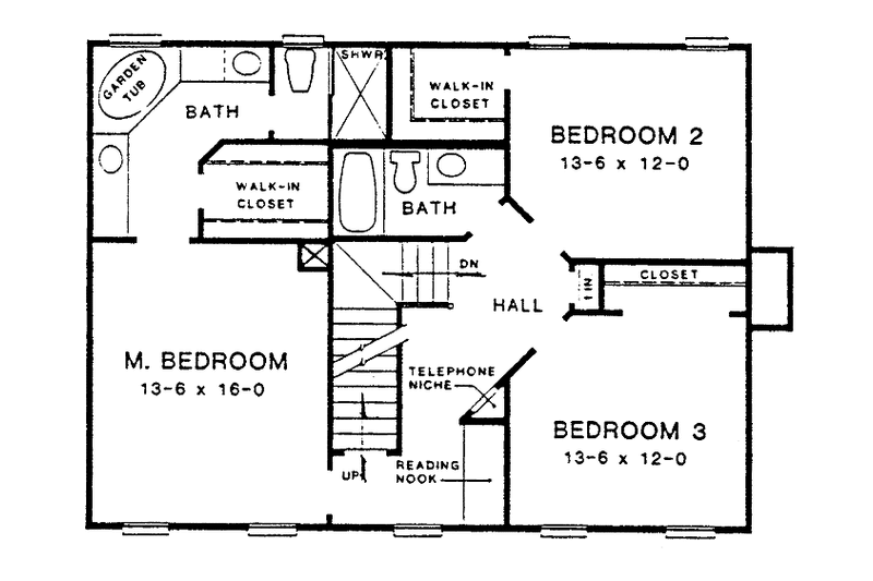 Home Plan - Floor Plan - Upper Floor for Classical House Plan #10-271 - 3 bed, 2 bath