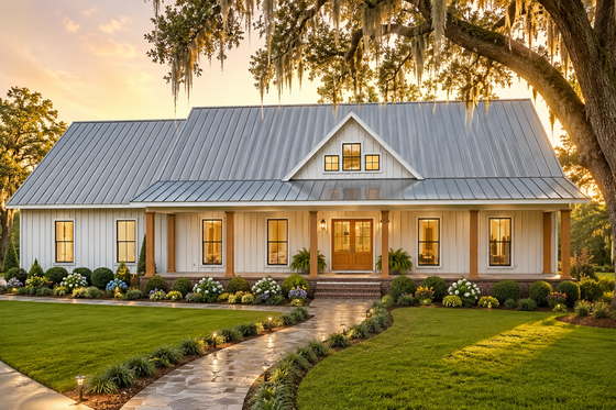 Exterior - Front Elevation 3 for Farmhouse House Plan #44-319 - 4 bed, 3.5 bath
