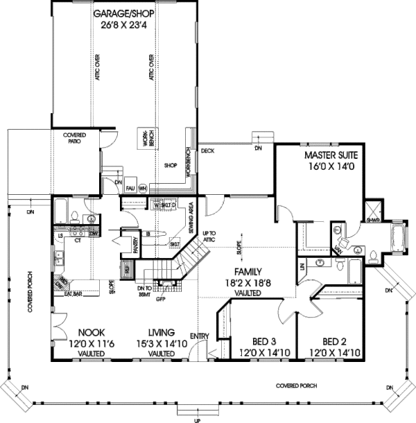 Home Plan - Ranch Floor Plan - Main Floor Plan #60-102