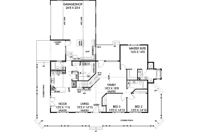 Dream House Plan - Floor Plan - Main Floor for Ranch House Plan #60-102 - 3 bed, 3 bath