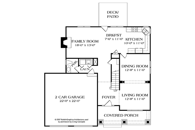 Dream House Plan - Floor Plan - Main Floor for Craftsman House Plan #453-498 - 3 bed, 2.5 bath
