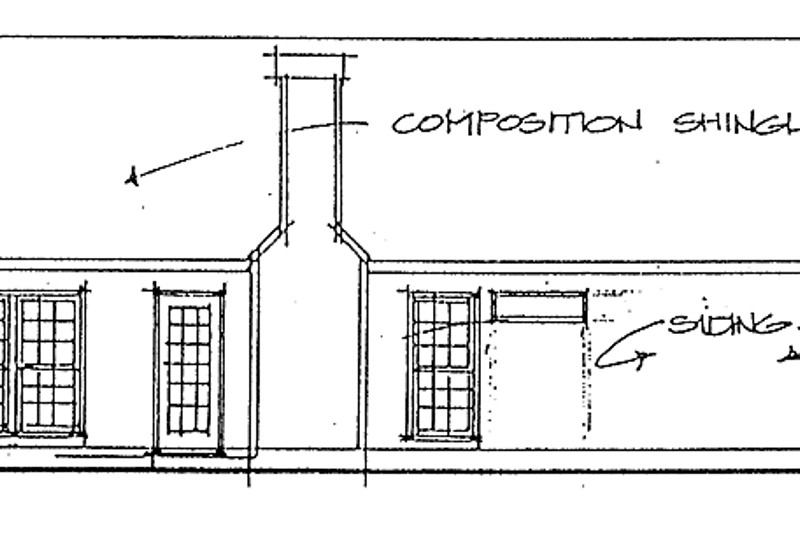 Home Plan - Exterior - Rear Elevation for Mediterranean House Plan #56-657 - 3 bed, 2 bath