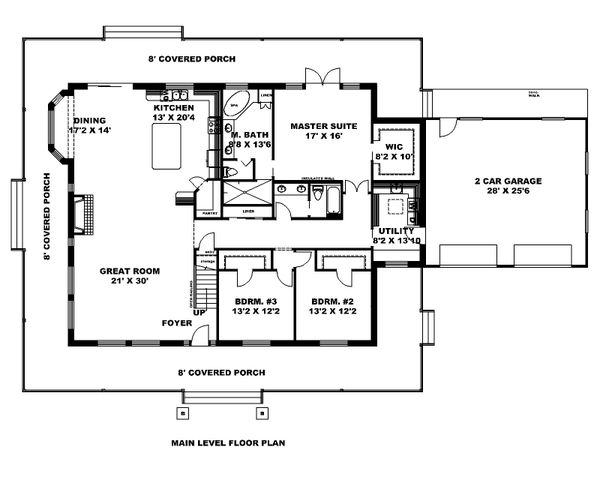 House Design - Country Floor Plan - Main Floor Plan #117-889